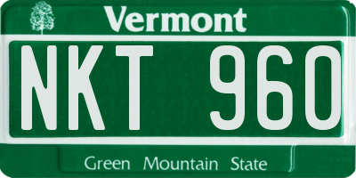 VT license plate NKT960
