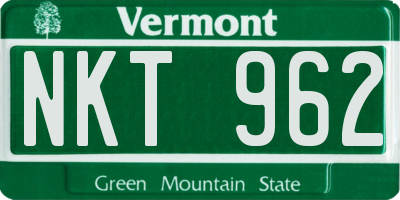 VT license plate NKT962