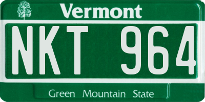 VT license plate NKT964