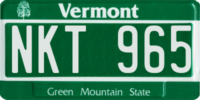 VT license plate NKT965