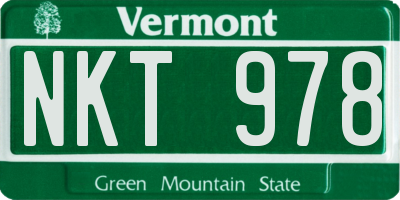 VT license plate NKT978