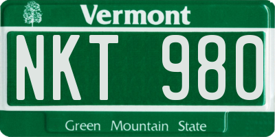 VT license plate NKT980