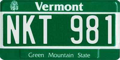 VT license plate NKT981