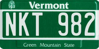 VT license plate NKT982