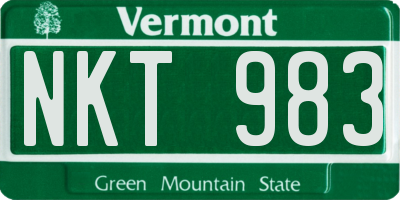 VT license plate NKT983
