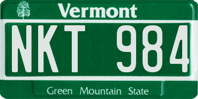 VT license plate NKT984