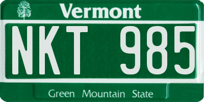 VT license plate NKT985