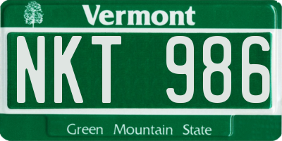 VT license plate NKT986