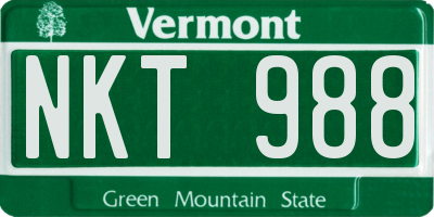 VT license plate NKT988
