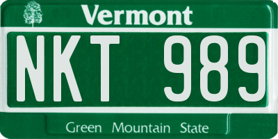 VT license plate NKT989