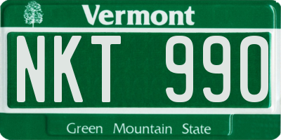 VT license plate NKT990
