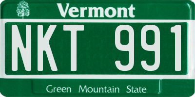 VT license plate NKT991