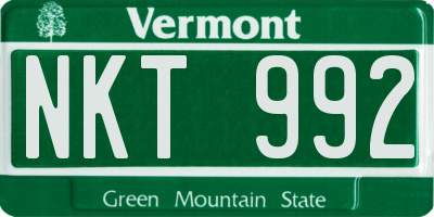 VT license plate NKT992