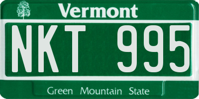 VT license plate NKT995
