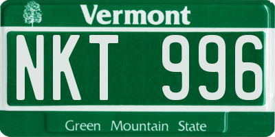 VT license plate NKT996