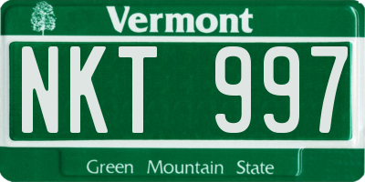 VT license plate NKT997