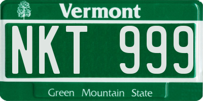 VT license plate NKT999