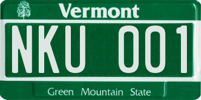 VT license plate NKU001