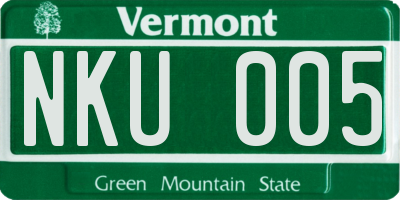 VT license plate NKU005