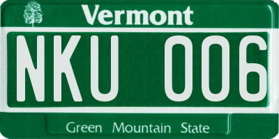 VT license plate NKU006