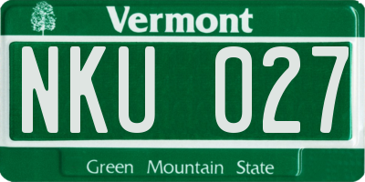 VT license plate NKU027