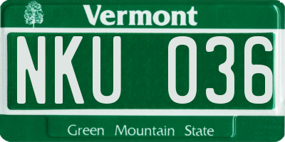 VT license plate NKU036