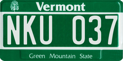 VT license plate NKU037