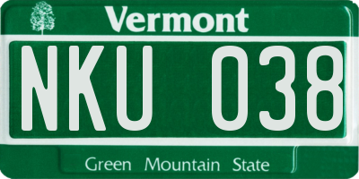 VT license plate NKU038