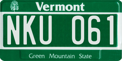 VT license plate NKU061