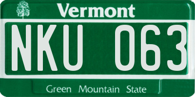 VT license plate NKU063