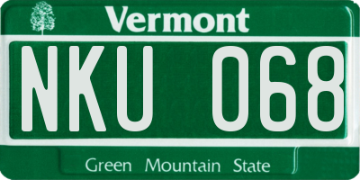 VT license plate NKU068