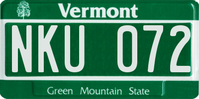 VT license plate NKU072