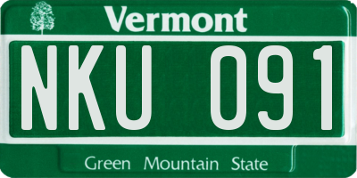 VT license plate NKU091