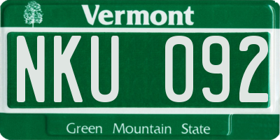 VT license plate NKU092
