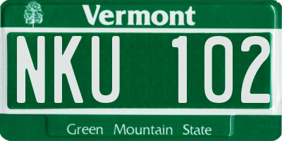 VT license plate NKU102