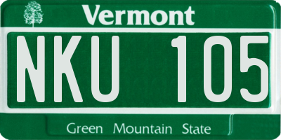 VT license plate NKU105