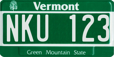VT license plate NKU123