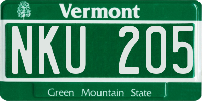 VT license plate NKU205