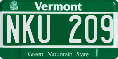 VT license plate NKU209