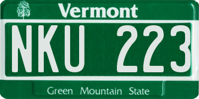 VT license plate NKU223