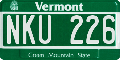 VT license plate NKU226