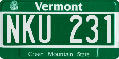 VT license plate NKU231