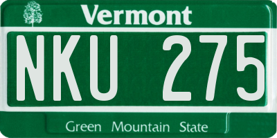 VT license plate NKU275
