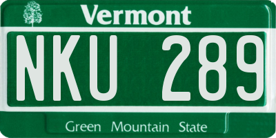 VT license plate NKU289