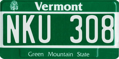 VT license plate NKU308