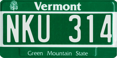 VT license plate NKU314