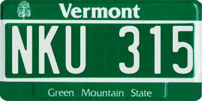 VT license plate NKU315