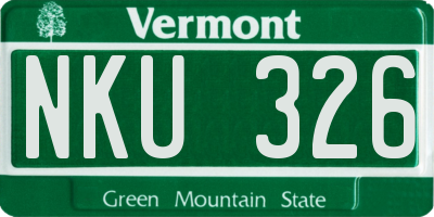 VT license plate NKU326