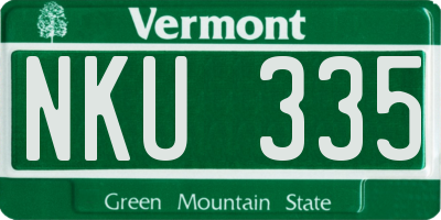 VT license plate NKU335