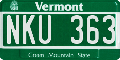 VT license plate NKU363